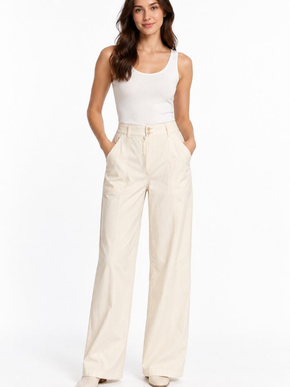 NWT Max Studio London Wide Leg Pants Ivory Medium